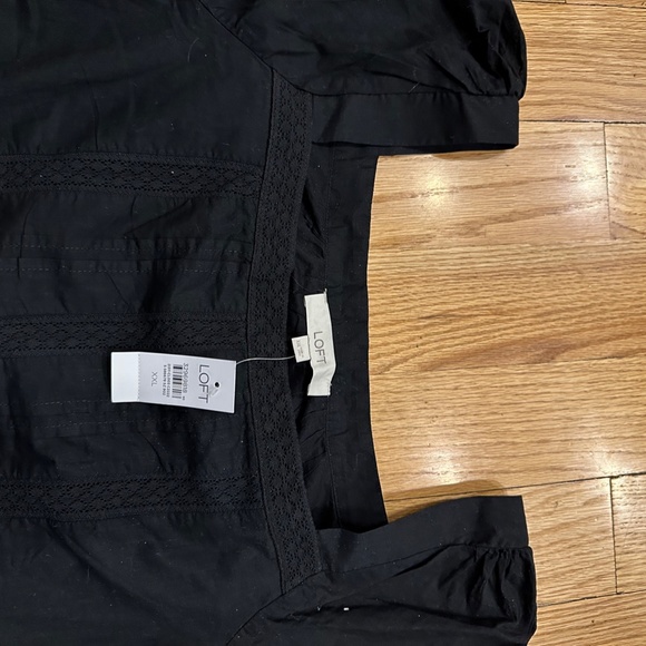 NWOT NEW LOFT Women's BLACK square neck Puff Sleeve Blouse Top size XXL - Picture 2 of 5